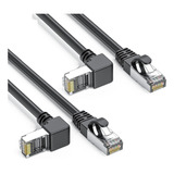 Paquete De 2 Cables Ethernet Cat6a De 90 Grados Blindado En 