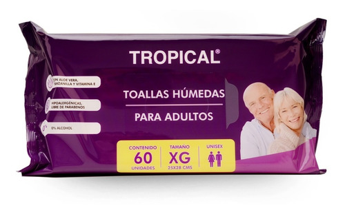 Toallas Húmedas Adulto Tropical Tamaño Xg 60un