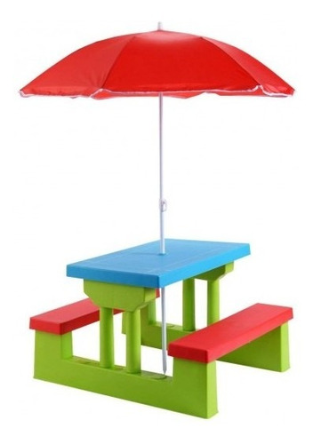 Mesa Plegable De Picnic Para Niños Y Banco Con Sombrilla