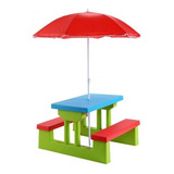 Mesa Plegable De Picnic Para Niños Y Banco Con Sombrilla