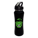 Termo Pitillo Hulk Cara Avengers Botilito Aluminio Negro