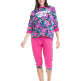 Pijama Cotton 2 Piezas Algodón Extra Suave Dama Mujer Capri 