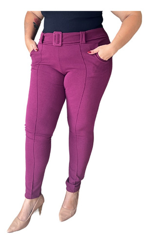 Calça Plus Size Feminina Skinny Montaria Cintura Alta 