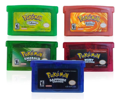 5 Jogos Pokémon Game Boy Gba Coletânea Fire Red Ruby Green