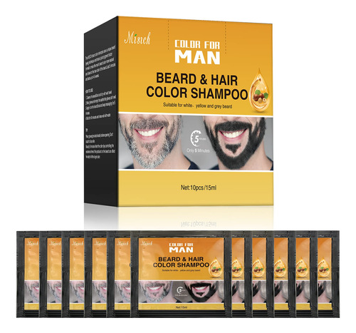 Mglimz Tinte Para Barba Para Hombres Para Cabello Gris A Neg