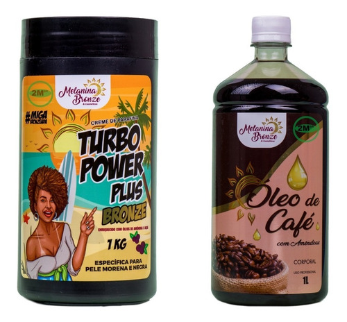 1 Turbo Power Plus Pele Negra + Óleo De Café Melanina Bronze