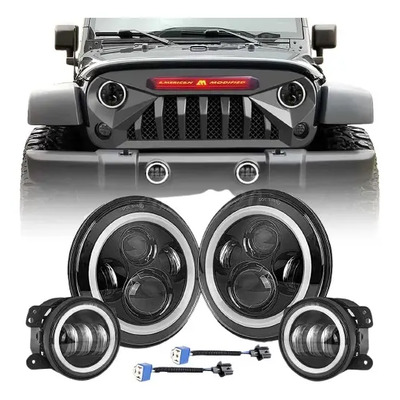 Kit 4 Faros Led Ojo De Angel Para Jeep Wrangler Sahara Jk | Meses sin interés