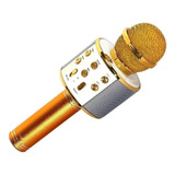 Microfono Parlante Karaoke Ws-858 Inalambrico Bluetooth Color Dorado