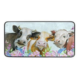 Moyyo Kitchen Mat Watercolor Cows Animal Kitchen Rug Mat Ant
