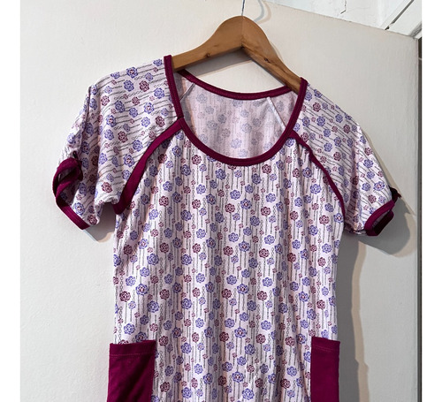 Pijama Natubely Sleepwear Floreado Bordo Talle 2