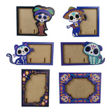 Portarretratos Pintado Día De Muertos Halloween Mdf Altar