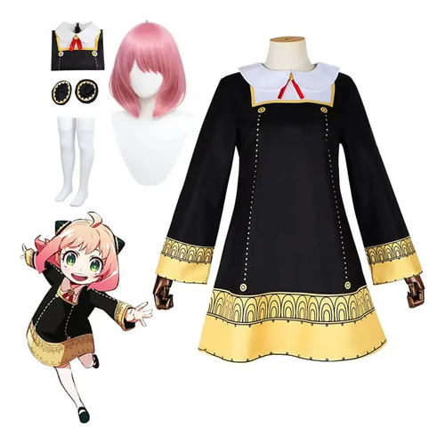 Disfraz De Anime Spy Family Anya Fogg, Disfraz De Cosplay Para Niños Con Peluca