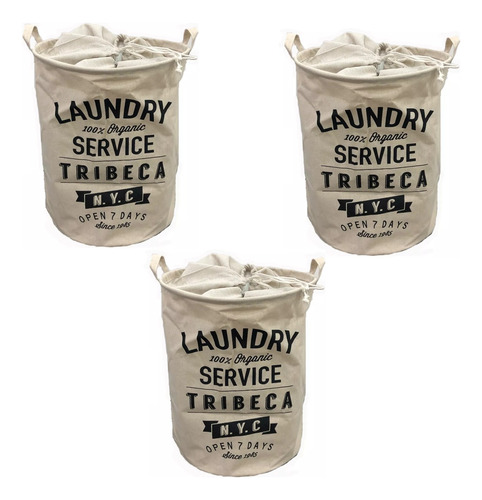 Pack X3 Cesto Laundry Modelo Con Tapa