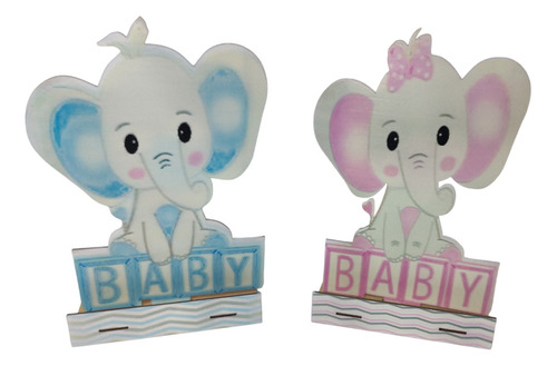 Personaje Elefante Baby Shower,revelacion 5 Pzs Madera Mdf 