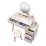 Tiophome Makeup Vanity Table With Mirror & Cushioned Stool, 