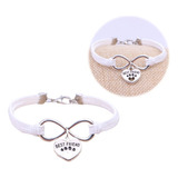 Pulsera Infinito Corazón Patita De Perro Best Friend Blanco