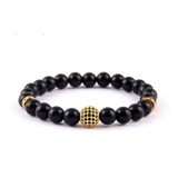 Pulsera Piedra Natural Turmalina Negra Esfera Discos Rodio 