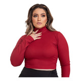 Cropped Gola Alta Caimento Perfeito Tecido Ribana Plus Size