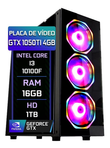 Pc Gamer Fácil Intel I3 10100f 16gb Gtx 1050ti Ddr5 Hd 1 Tb