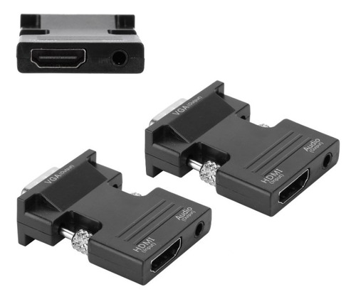 Convertidor De Hdmi A Hembra Macho A Vga Con Adaptador De Au