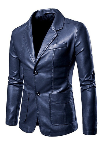 Abrigos Tipo Blazer De Cuero Para Hombre Con Botones