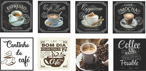 Kit 8 Placas Decorativas Mdf Cantinho Do Café Cozinha 