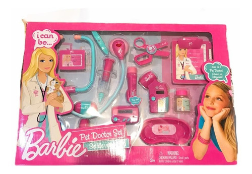 Barbie Set De Veterinaria Con Luz 15 Accesorios Pet Doctor 