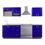 Cocina Integral Moderna Gales Izquierda P/estufa 2.60m Azul.