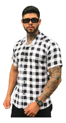 Camisa Xadrez Masculina Manga Curta Festa Junina Viscose