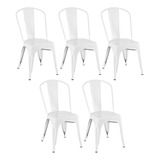 5 Cadeiras Iron Tolix Aço Metal Ferro Industrial  Cores Cor Da Estrutura Da Cadeira Branco