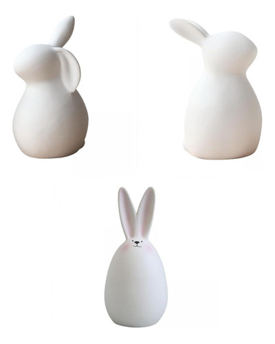 3 Figuras Coleccionables De Conejo De Pascua.