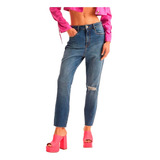 Calça Jeans Lança Perfume Luna Mom Super High Av23 Azul Femi