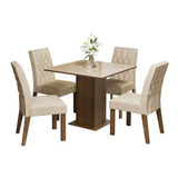 Sala Jantar Luisa Madesa Mesa Tampo Vidro Com 4 Cadeiras Rci Cor Rustic/crema/imperial Xamdja0400897gsi