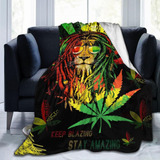 Socira Rasta Manta De Franela Con Diseño De León, Marihuana 