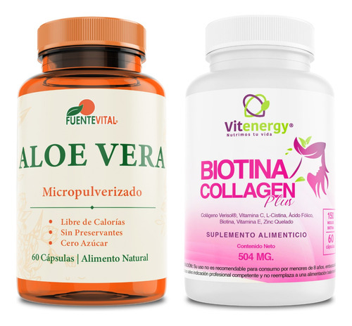 Colágeno Biotina - Zinc - Vitamina E + Aloe Vera Pack Oferta