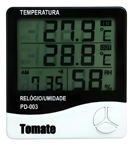 Termo Higrômetro Digital Relógio Termômetro Sensor Umidade 