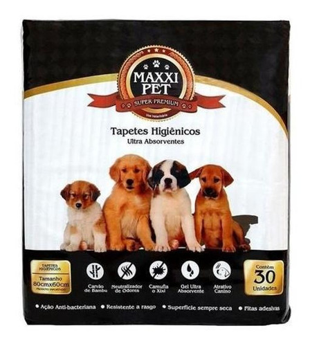 Tapete Higiênico Maxxi Pet Carbon Pads 80x60cm - 30 Unidades