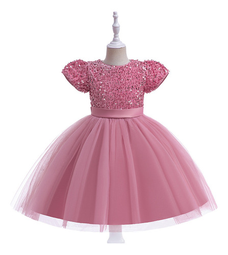 Vestido De Princesa 2023 Para Niña Con Lazo Y Lentejuelas