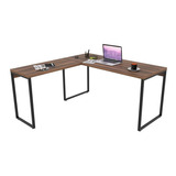 Mesa De Escritório Office Em L 150x150cm Estilo Industrial Prisma Nogal