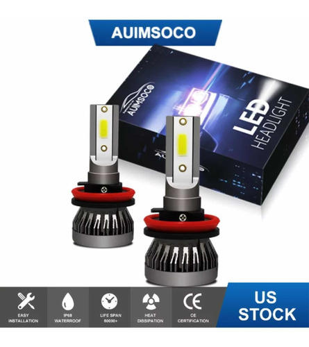 Set 2 Focos H9 H11 Mini Led Cob Chips 6k Luz Xenón 12v 6000k