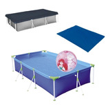 Kit Piscina Premium 3700 L + Capa E Forro Mor + Bola Infláve