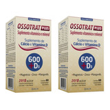 Kit 2 Ossotrat Plus 600 +d 60 Comp (cálcio 600 + Vitamina D) Sabor Sem Sabor