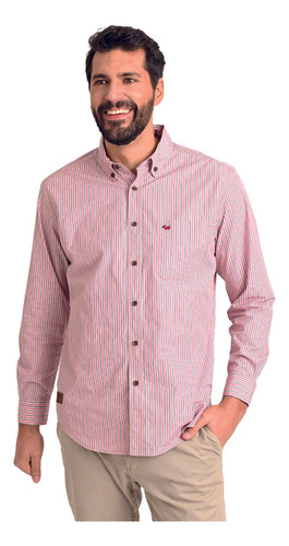 Camisa Ferrioni Caballero Manga Larga Slim Fit Color Rosa