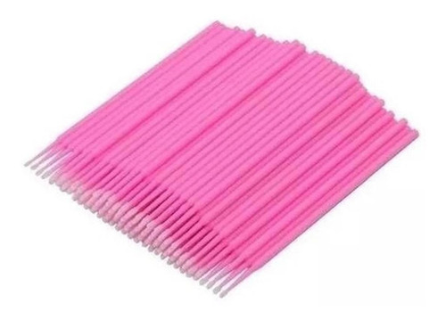 Microbrush Cotonete Rosa Para Alongamento De Cílios 100 Un