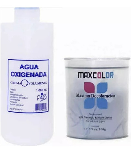 Polvo Decolorante 500g - Maxcolor + Agua 1000ml Flora