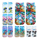 6 Pares Medias Tobilleras Sublimadas Mickey