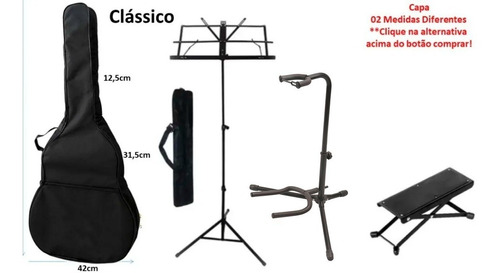 Kit Estante Partitura + Suporte Violão+ Suporte Pé+ Capa