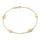 Pulsera Corazones Enlazados Y Espejos Oro Solido 10k