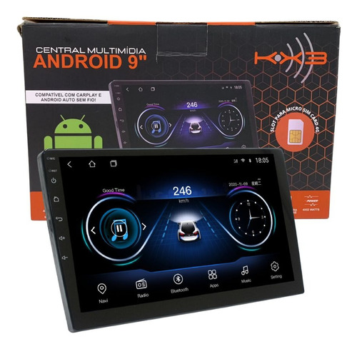 Central Multimidia 9'' Kx3 Krc5100 Carplay Espelhamento 4g Cor Preto