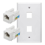 2 Modulos Rj45 Cat6 De Red Jack Keystone Con Tapa Muro Doble